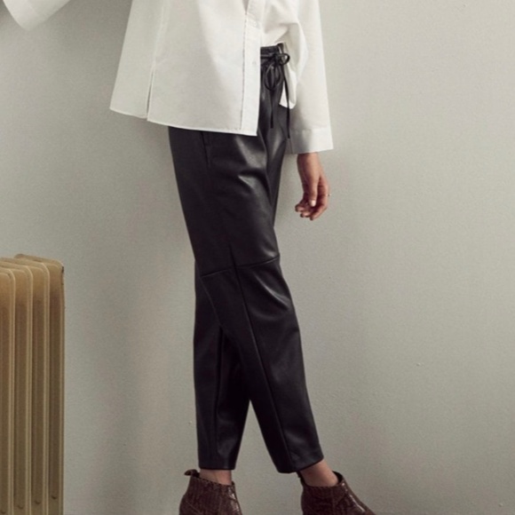 Mango Pants - Mango | Black Faux Leather Jogger Style Pants